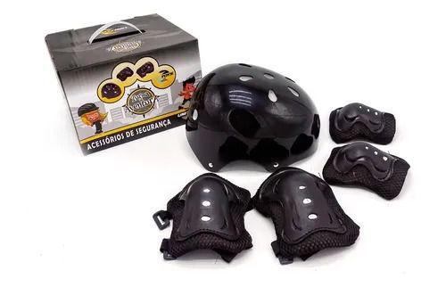 Capacete + Kit de Proteção Joelheira e Cotoveleira Preto Infantil Unitoys Menor preço em Capacete + Kit de Proteção Joelheira e Cotoveleira Preto Infantil Unitoys