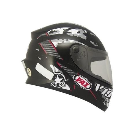 Capacete Moto Fechado Preto Brilhante V19 Army Branco Vaz é boa?