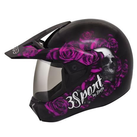 Capacete Moto Feminino Bieffe 3 Sport Fortress Preto Fosco Rosa Menor preço em Capacete Moto Feminino Bieffe 3 Sport Fortress Preto Fosco Rosa
