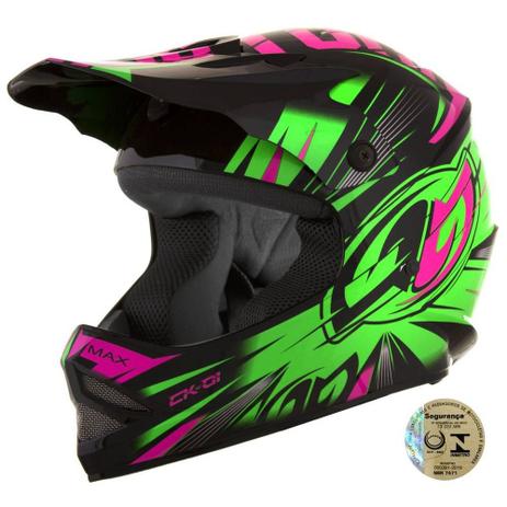 Capacete Motocross Infantil Jett Factory Edition Neon Kids - Vermelho