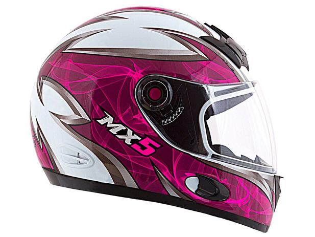 Capacete MX5 Blade Mixs Branco e Rosa Tam. 58