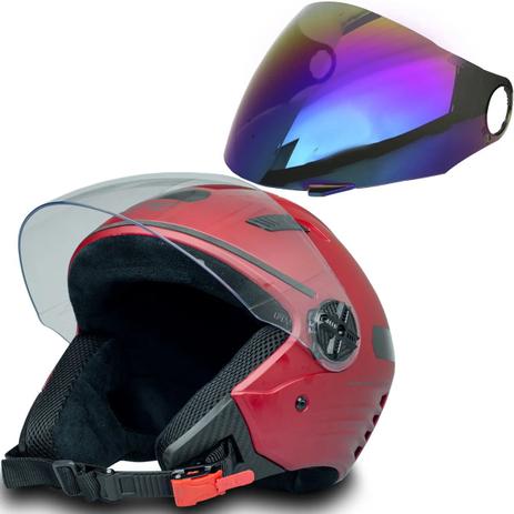 Capacete P Moto Aberto Vermelho Fosco 56 C Viseira Camaleão - FW3 -  Capacetes de Moto - Magazine Luiza