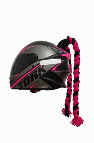 Capacete r8 rosa com trança e Viseira Fumê - pro tork Menor preço em Capacete r8 rosa com trança e Viseira Fumê - pro tork