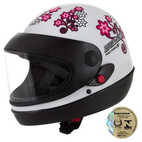 Capacete Sport Moto For Girls Branco Pro Tork Menor preço em Capacete Sport Moto For Girls Branco Pro Tork