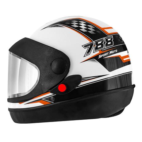 Capacete Super Sport Moto 788 Branco e Laranja Pro Tork Menor preço em Capacete Super Sport Moto 788 Branco e Laranja Pro Tork