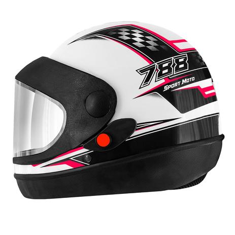 Capacete Super Sport Moto 788 Branco e Rosa Pro Tork Menor preço em Capacete Super Sport Moto 788 Branco e Rosa Pro Tork
