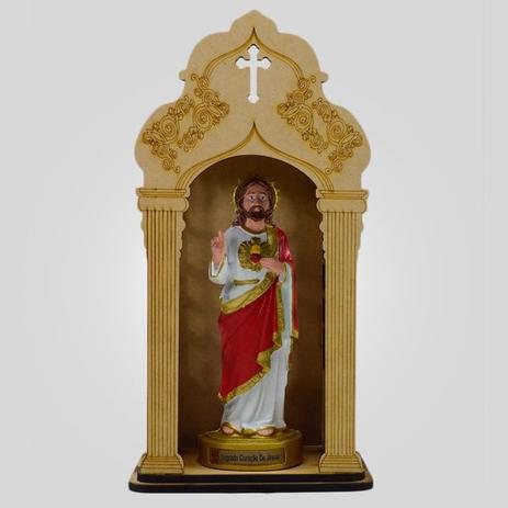 Capela Com Imagem Sagrado Coração De Jesus (21Cm) Inquebrável - Procade Menor preço em Capela Com Imagem Sagrado Coração De Jesus (21Cm) Inquebrável - Procade
