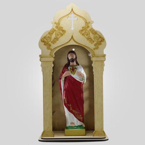 Capela Com Imagem Sagrado Coração De Jesus (38Cm) - Inquebrável - Procade Menor preço em Capela Com Imagem Sagrado Coração De Jesus (38Cm) - Inquebrável - Procade