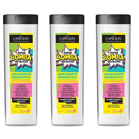 Capicilin Super Bomba Nutritiva Condicionador 250ml (Kit C/03) Menor preço em Capicilin Super Bomba Nutritiva Condicionador 250ml (Kit C/03)