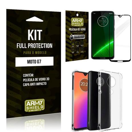 Capinha Anti Impacto + Película de Vidro 3D Motorola MOTO G7 - Armyshield Menor preço em Capinha Anti Impacto + Película de Vidro 3D Motorola MOTO G7 - Armyshield