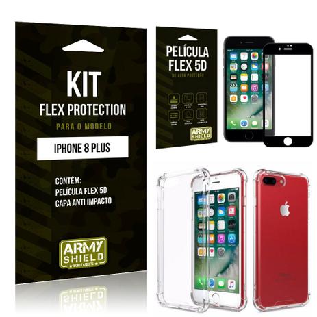 Capinha Anti Impacto + Película Flex 5D Iphone 8G PLUS - Armyshield Menor preço em Capinha Anti Impacto + Película Flex 5D Iphone 8G PLUS - Armyshield