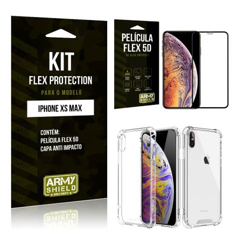 Capinha Anti Impacto + Película Flex 5D Iphone XS MAX - Armyshield Menor preço em Capinha Anti Impacto + Película Flex 5D Iphone XS MAX - Armyshield