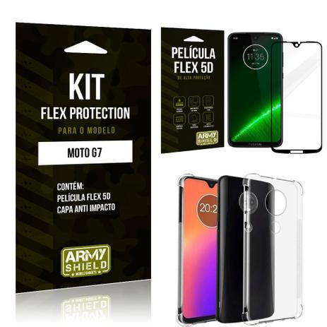 Capinha Anti Impacto + Película Flex 5D Motorola MOTO G7 - Armyshield Menor preço em Capinha Anti Impacto + Película Flex 5D Motorola MOTO G7 - Armyshield