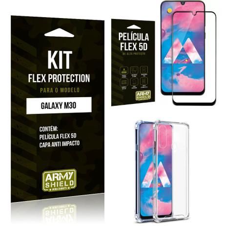 Capinha Anti Impacto + Película Flex 5D Samsung M30 - Armyshield Menor preço em Capinha Anti Impacto + Película Flex 5D Samsung M30 - Armyshield