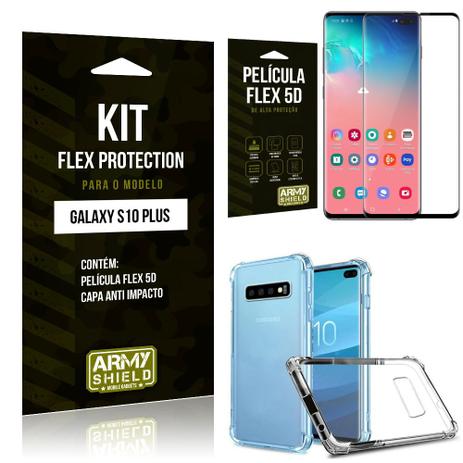 Capinha Anti Impacto + Película Flex 5D Samsung S10 Plus - Armyshield Menor preço em Capinha Anti Impacto + Película Flex 5D Samsung S10 Plus - Armyshield