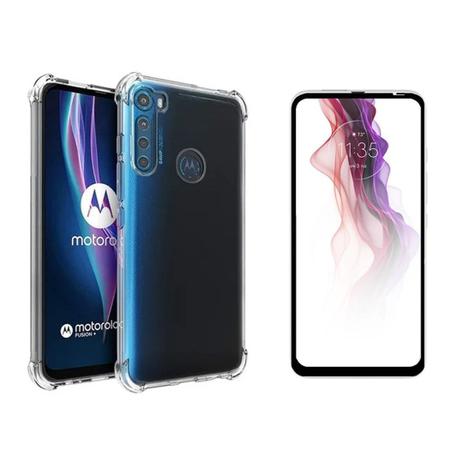 Capinha Silicone Antichoque e Película Vidro 3D Preta Moto One Fusion Plus  - HRebos - Kit Capinha e Película para Celular - Magazine Luiza