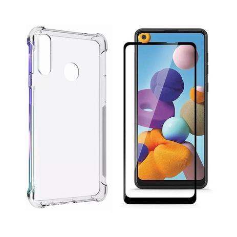 Capinha Silicone Antichoque e Película Vidro 3D Samsung A21 - HRebos - Kit  Capinha e Película para Celular - Magazine Luiza