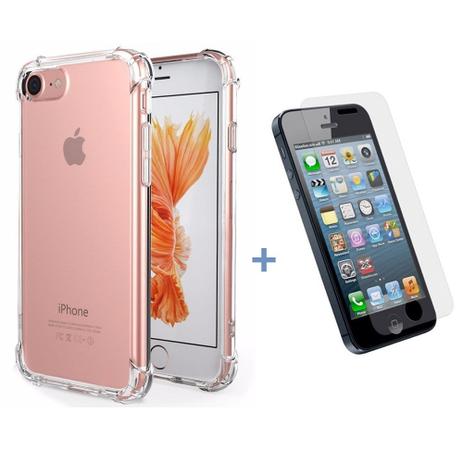 Capinha Silicone iPhone 5 5S TPU Anti Impacto Transparente + Película - Hrebos Menor preço em Capinha Silicone iPhone 5 5S TPU Anti Impacto Transparente + Película - Hrebos