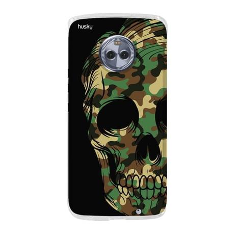 Capinha Silicone Personalizada Husky TPU Moto G6 Plus Caveira Militar Menor preço em Capinha Silicone Personalizada Husky TPU Moto G6 Plus Caveira Militar