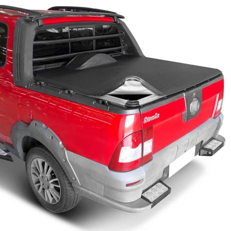 Capota Marítima Fiat Strada Cabine Dupla 2010 a 2013 Modelo Baguete com Gancho e Estepe - Flash cover Menor preço em Capota Marítima Fiat Strada Cabine Dupla 2010 a 2013 Modelo Baguete com Gancho e Estepe - Flash cover