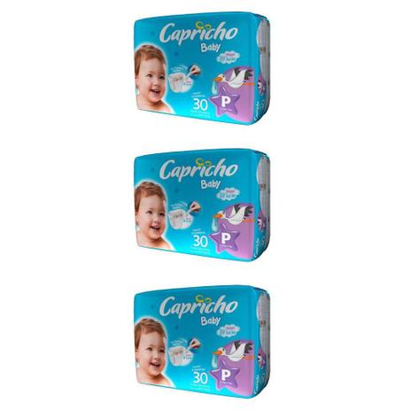 Capricho Baby Prática Fralda Infantil P C/30 (Kit C/03) Menor preço em Capricho Baby Prática Fralda Infantil P C/30 (Kit C/03)