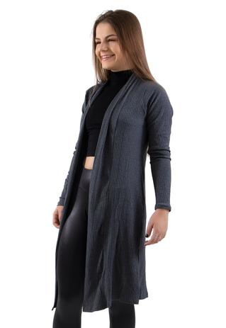 cardigan cinza feminino longo
