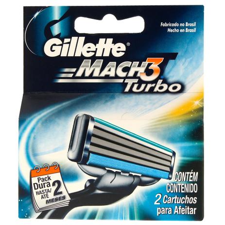 Carga Gillette Mach3 Turbo com 2 Unidades Menor preço em Carga Gillette Mach3 Turbo com 2 Unidades