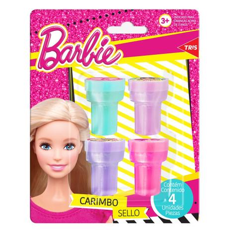Carimbo infantil Barbie Com Tinta 4 Unidades Brinquedo Tris Menor preço em Carimbo infantil Barbie Com Tinta 4 Unidades Brinquedo Tris
