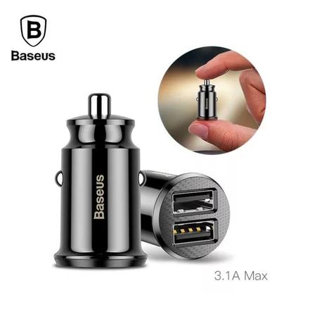 Carregador Adaptador Veicular Baseus Mini Dupla Entrada USB Menor preço em Carregador Adaptador Veicular Baseus Mini Dupla Entrada USB