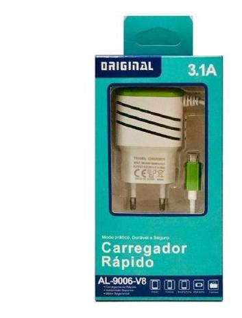 Carregador Celular Rápido 3.1A Cores sortidas - AL-9006-V8 - Original Menor preço em Carregador Celular Rápido 3.1A Cores sortidas - AL-9006-V8 - Original
