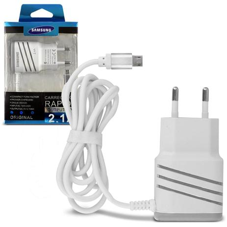 Carregador Celular Smartphone Tablet Android Mini USB V8 2.4A 2 Saídas USB Bivolt Branco e Cinza - Nem Compara Menor preço em Carregador Celular Smartphone Tablet Android Mini USB V8 2.4A 2 Saídas USB Bivolt Branco e Cinza - Nem Compara