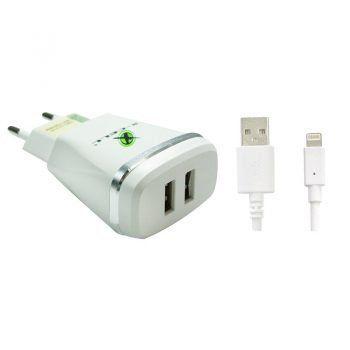 Carregador Celular Ultra Rápido 2.4A C/ 2 USB + Cabo Lightning - X-Cell Menor preço em Carregador Celular Ultra Rápido 2.4A C/ 2 USB + Cabo Lightning - X-Cell