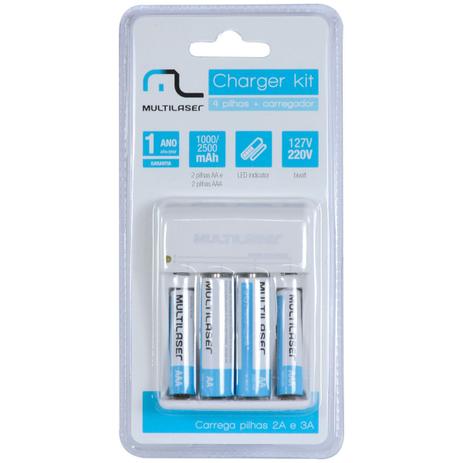 Carregador com 2 pilhas aa 2500mah e 2 pilhas aaa 1000mah bivolt - Multilaser Menor preço em Carregador com 2 pilhas aa 2500mah e 2 pilhas aaa 1000mah bivolt - Multilaser