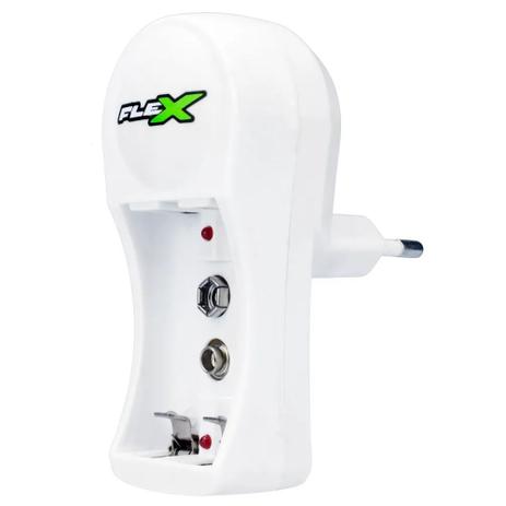 Carregador de 2 Pilhas AA AAA ou 1 Bateria 9V Bivolt Desligamento Automático - Flex é boa?