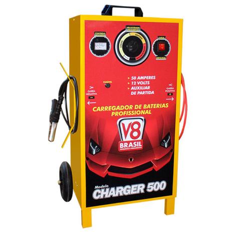 Menor preço em Carregador de Bateria Profissional 50A Bivolt com Auxiliar de Partida Charger 500 V8 BRASIL-97614