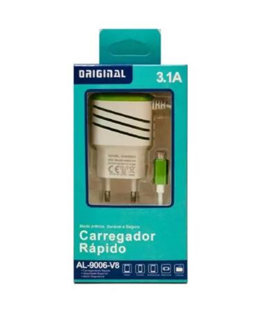 Carregador de Celular Rápido 3.1a Al-9006-v8 Entrada Micro USB V8 - Original - Altomex Menor preço em Carregador de Celular Rápido 3.1a Al-9006-v8 Entrada Micro USB V8 - Original - Altomex