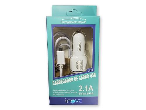 Carregador de Celular Veicular V8 2.1A Rápido 2 Saídas USB Modelo CARELDC051 Inova Menor preço em Carregador de Celular Veicular V8 2.1A Rápido 2 Saídas USB Modelo CARELDC051 Inova