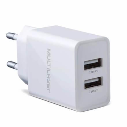 Carregador De Parede Concept 2 Portas Usb I-Smart Branco Mul - Multilaser Menor preço em Carregador De Parede Concept 2 Portas Usb I-Smart Branco Mul - Multilaser