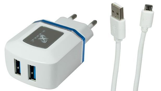 Carregador de parede universal V8 micro usb com 2 entradas USB Azul XC-V8-UR.7 - X-cell é boa?
