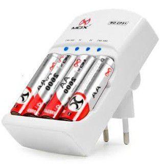 Carregador De Pilha AA x AAA e Bateria 9V Mox Com 4 Pilhas Aa 2600mah Recarregável - dotcell Menor preço em Carregador De Pilha AA x AAA e Bateria 9V Mox Com 4 Pilhas Aa 2600mah Recarregável - dotcell