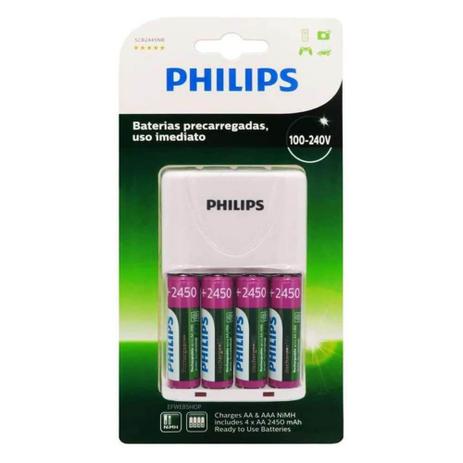 Carregador de Pilha Philips SCB2445NB com 4 pilhas 2450mah Menor preço em Carregador de Pilha Philips SCB2445NB com 4 pilhas 2450mah