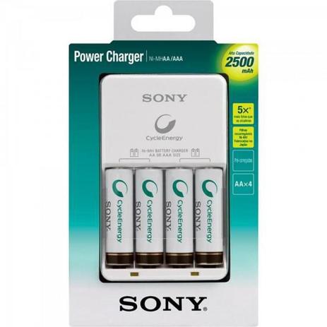 Carregador de Pilhas 2500MAH com 4 Pilhas AA Bivolt BCG-34HHGN Branco SONY Menor preço em Carregador de Pilhas 2500MAH com 4 Pilhas AA Bivolt BCG-34HHGN Branco SONY