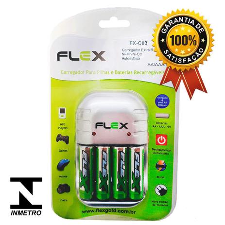 Carregador De Pilhas AA AAA Bateria 9V C/ 4 Pilhas AA 2900mah Flex FX-C03 4P é boa?