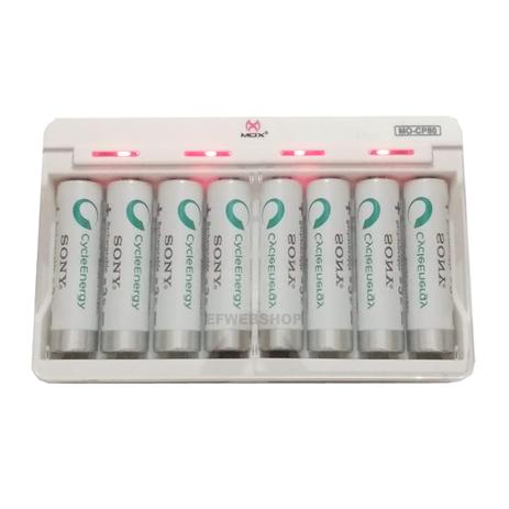 Carregador de Pilhas AA ou AAA Micro Usb 5v Led Cp80 mais 8 pilhas Sony AA Recarregáveis - Mox Menor preço em Carregador de Pilhas AA ou AAA Micro Usb 5v Led Cp80 mais 8 pilhas Sony AA Recarregáveis - Mox
