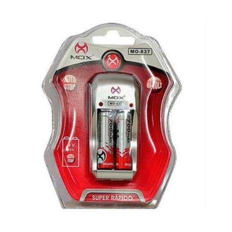 Carregador De Pilhas Bivolt 100 - 240v Com 2 Pilhas Aa Recarregáveis De 2700mah Compatível Com AA / AAA / Bateria 1x 9V - Mox Menor preço em Carregador De Pilhas Bivolt 100 - 240v Com 2 Pilhas Aa Recarregáveis De 2700mah Compatível Com AA / AAA / Bateria 1x 9V - Mox