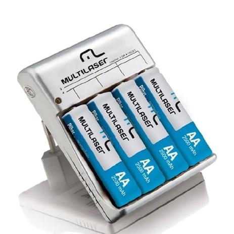 Carregador De Pilhas Multilaser AA/AAA + 4 Pilhas Recarregavel Aa Bivolt Menor preço em Carregador De Pilhas Multilaser AA/AAA + 4 Pilhas Recarregavel Aa Bivolt