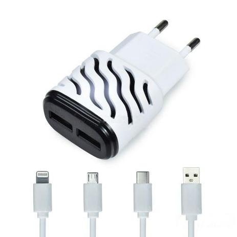 Carregador de Tomada 2 USB Micro USB Lightning Tipo C - Mc rio branco é boa?