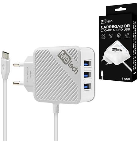Carregador de tomada bivolt com 3 saidas usb e cabo v8 na caixa - Royal eletronic Menor preço em Carregador de tomada bivolt com 3 saidas usb e cabo v8 na caixa - Royal eletronic