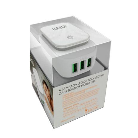 Carregador De Tomada Kaidi 3 Usb 3.4a Touch Led Luz Kd-203 Menor preço em Carregador De Tomada Kaidi 3 Usb 3.4a Touch Led Luz Kd-203