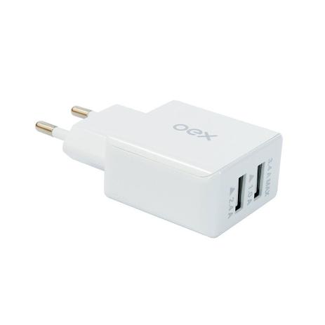 Carregador de Tomada OEX DUO Branco CG201 2xUSB Menor preço em Carregador de Tomada OEX DUO Branco CG201 2xUSB